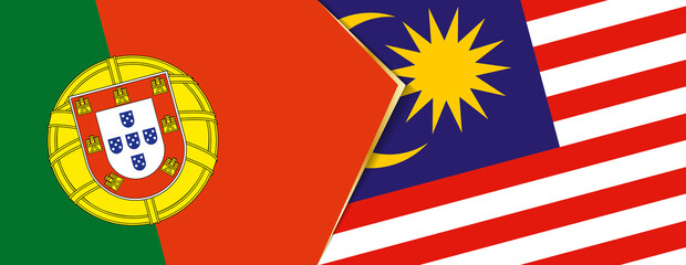 Portugal and Malaysia flags, two vector flags.