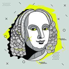 Antonio Lucio Vivaldi.  Creative geometric yellow style. - obrazy, fototapety, plakaty