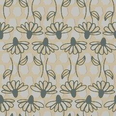 Golden Coneflower with text vector repeat pattern print background