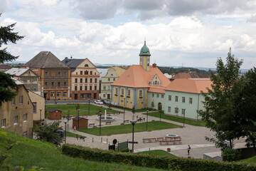 Fototapeta na wymiar View on the little Town Javornik, Rychlebske Mountains, Northern Moravia, Czech Republic