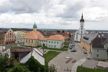 Obraz premium View on the little Town Javornik, Rychlebske Mountains, Northern Moravia, Czech Republic