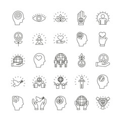 bundle of twenty five peace set line style icons