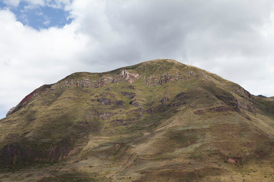 View of the mountains surrounding the town of Taray, on the road to Pisac, in the Vilcanota river valley, Peru.
