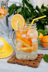 fresh mohito with lemon and mint