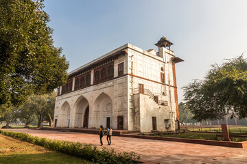 Fototapeta na wymiar Delhi, India. The Naubat Khana or Naqqar Khana, the drum house that stands at the entrance between the outer and inner court at the Red Fort