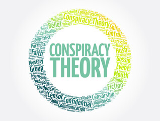 Conspiracy Theory word cloud collage, concept background