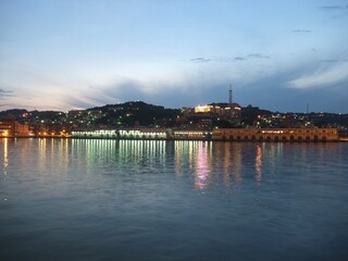 Beautiful view of the city at the sunset