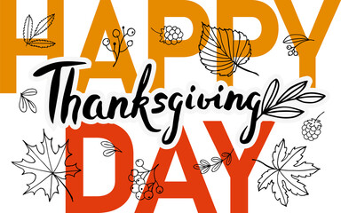 happy thanksgiving day card with greeting lettering