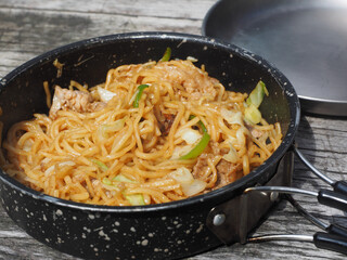 登山で作る焼きそば