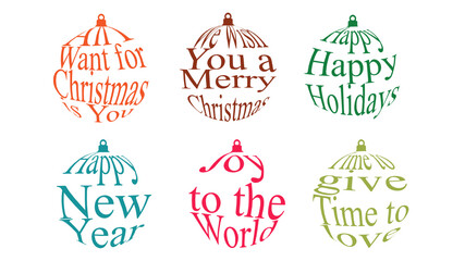 Christmas phrases in spheres happy