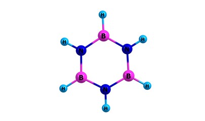 Borazine molecular structure isolated on white