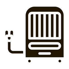 Portative Air Climate System On Rollers glyph icon . Cool And Humidity, Airing, Ionisation And Heating Pictogram. Conditioning System Monochrome Illustration
