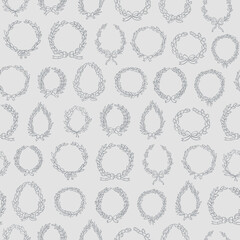Laurel wreath seamless hand drawn vector wedding decoration pattern