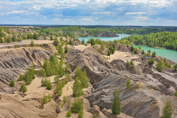 blue lake in an abandoned quarry, Romantsevo mountains, lake in an abandoned mine, blue