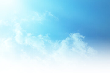 Blue sky with white cloud. The summer heaven is colorful clearing day Good weather and beautiful nature in the morning.