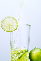 Glass with a fruit drink.