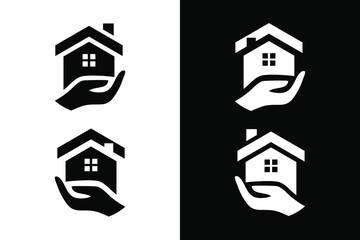 Hand and home for logo design concept. Very suitable in various business purposes, also for icon, symbol and many more.