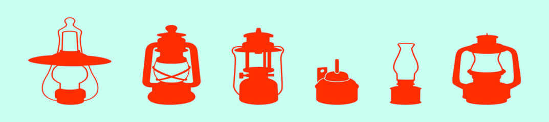 set of vintage lantern cartoon icon design template with various models. vector illustration isolated on blue background