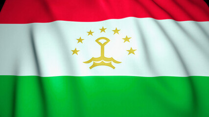 Waving realistic Tajikistan flag background. 3d illustration