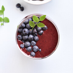 Blueberry smoothie, top view