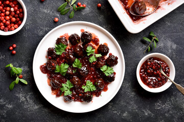 Meatballs with cranberry sauce