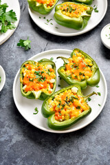 Baked green bell peppers