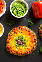 Rainbow veggie bell peppers pizza