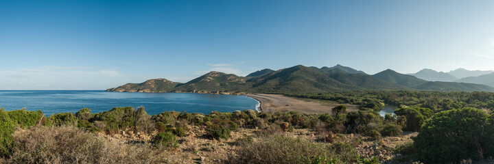 Panoramic view of Galéria beach in Corsica