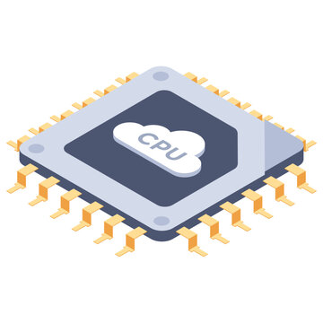 
Cloud cpu icon in isometric design.
