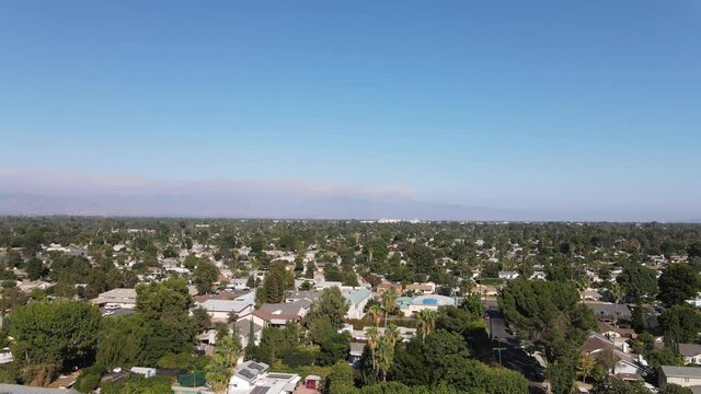 aerial view of wildfire burning in Los Angeles