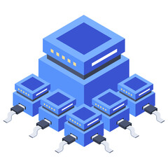 
Icon of database network in isometric design.
