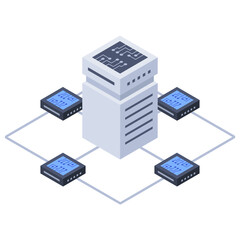 
Icon of database network in isometric design.

