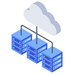 
Isometric design of cloud hosting.
