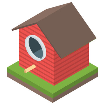 
Birdhouse Icon In Isometric Design.
