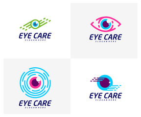 Set of Fast Eye logo design vector template, Creative eye logo concept, Icon symbol, Illustration