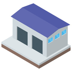
Warehouse icon of isometric design.
