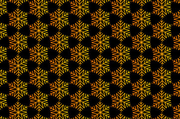 Golden snowflake on a black background - vector pattern,
