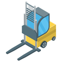 
Isometric design of forklift truck icon.
