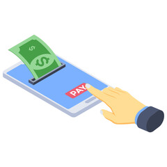 
Isometric design of online payment icon.
