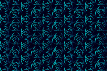 Triple Horn of Odin - vector pattern , Three crescent pattern, Wiccan symbols pattern