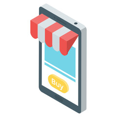 
Isometric vector, mobile shopping icon 
