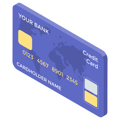 
Credit card icon with isometric vector 
