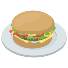 
Fast food vector, burger icon 

