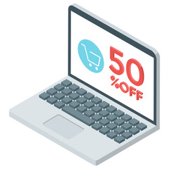 
Shopping website icon, isometric vector 
