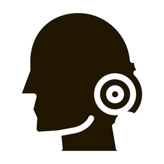 Pin Nape Pain Man Silhouette Headache glyph icon . Tension And Cluster Headache, Migraine And Stress Symptom Pictogram. Healthcare Monochrome Illustration