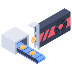 
Isometric icon in gpu  mining bitcoin
