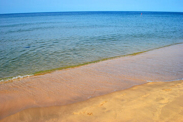 Sea water and sand on the beach of Phu Quoc island in Vietnam
