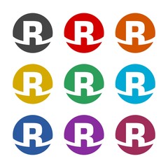 R letter logo design, color set