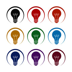Naklejka premium Light bulb icon, color set