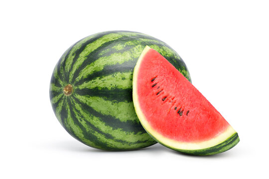Juicy watermelon with sliced isolated on white background. 